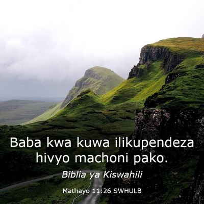 Picture 03 - Mathayo 11:26 SWHULB - Baba kwa kuwa ilikupendeza hivyo machoni - Bible Verse Picture