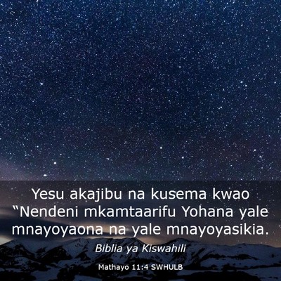 Picture 03 - Mathayo 11:4 SWHULB - Yesu akajibu na kusema kwao “Nendeni - Bible Verse Picture