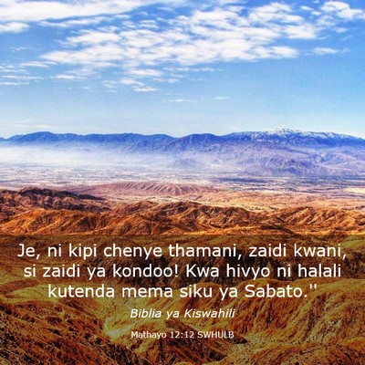 Picture 03 - Mathayo 12:12 SWHULB - Je, ni kipi chenye thamani, zaidi kwani, si zaidi - Bible Verse Picture