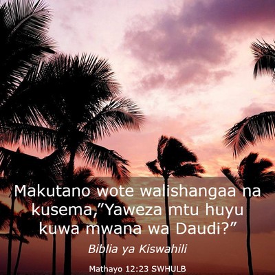 Picture 03 - Mathayo 12:23 SWHULB - Makutano wote walishangaa na kusema,”Yaweza mtu - Bible Verse Picture