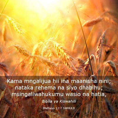 Picture 03 - Mathayo 12:7 SWHULB - Kama mngalijua hii ina maanisha nini; nataka - Bible Verse Picture