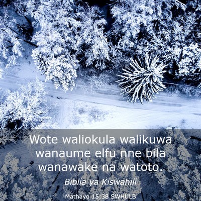 Picture 03 - Mathayo 15:38 SWHULB - Wote waliokula walikuwa wanaume elfu nne bila - Bible Verse Picture