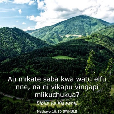 Picture 03 - Mathayo 16:10 SWHULB - Au mikate saba kwa watu elfu nne, na ni vikapu - Bible Verse Picture