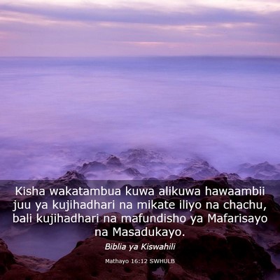 Picture 03 - Mathayo 16:12 SWHULB - Kisha wakatambua kuwa alikuwa hawaambii juu ya - Bible Verse Picture