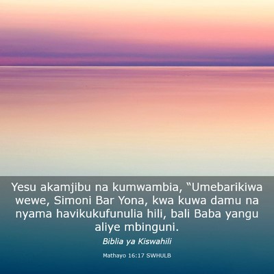 Picture 03 - Mathayo 16:17 SWHULB - Yesu akamjibu na kumwambia, “Umebarikiwa wewe, - Bible Verse Picture