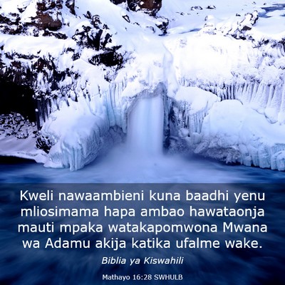 Picture 03 - Mathayo 16:28 SWHULB - Kweli nawaambieni kuna baadhi yenu mliosimama - Bible Verse Picture