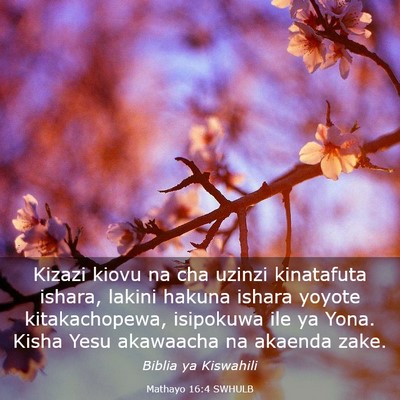 Picture 03 - Mathayo 16:4 SWHULB - Kizazi kiovu na cha uzinzi kinatafuta ishara, - Bible Verse Picture