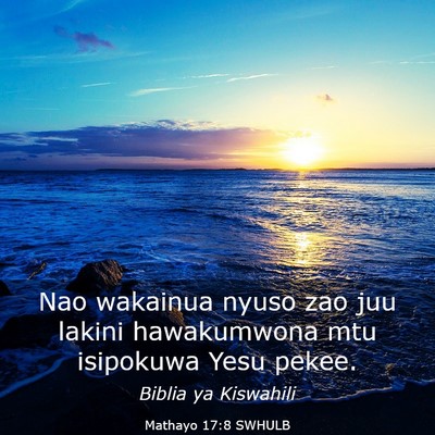 Picture 03 - Mathayo 17:8 SWHULB - Nao wakainua nyuso zao juu lakini hawakumwona mtu - Bible Verse Picture