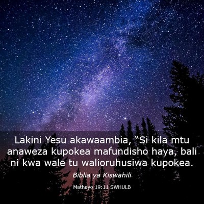 Picture 03 - Mathayo 19:11 SWHULB - Lakini Yesu akawaambia, “Si kila mtu anaweza - Bible Verse Picture