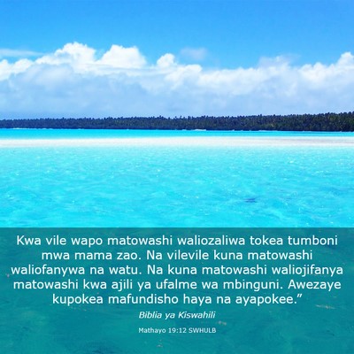 Picture 03 - Mathayo 19:12 SWHULB - Kwa vile wapo matowashi waliozaliwa tokea tumboni - Bible Verse Picture