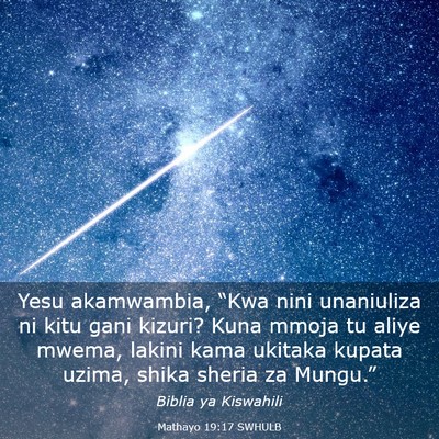 Picture 03 - Mathayo 19:17 SWHULB - Yesu akamwambia, “Kwa nini unaniuliza ni kitu - Bible Verse Picture
