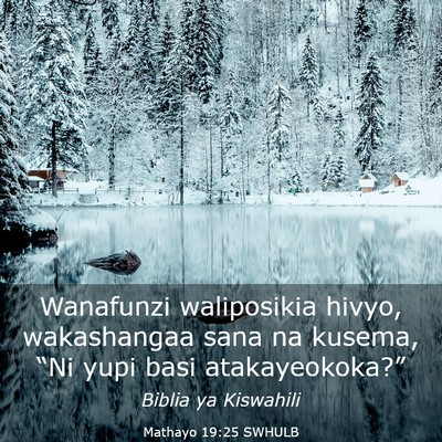 Picture 03 - Mathayo 19:25 SWHULB - Wanafunzi waliposikia hivyo, wakashangaa sana na - Bible Verse Picture