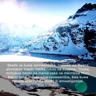 Picture 03 - Mathayo 2:13 SWHULB - Baada ya kuwa wameondoka, malaika wa Bwana - Bible Verse Picture