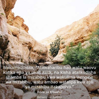 Picture 03 - Mathayo 21:41 SWHULB - Wakamwambia, “Atawaharibu hao watu waovu katika - Bible Verse Picture