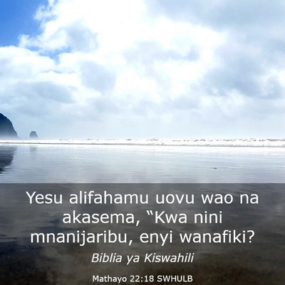Picture 03 - Mathayo 22:18 SWHULB - Yesu alifahamu uovu wao na akasema, “Kwa nini - Bible Verse Picture