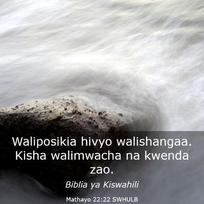 Picture 03 - Mathayo 22:22 SWHULB - Waliposikia hivyo walishangaa. Kisha walimwacha - Bible Verse Picture