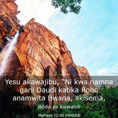 Picture 03 - Mathayo 22:43 SWHULB - Yesu akawajibu, “Ni kwa namna gani Daudi katika - Bible Verse Picture