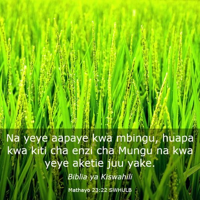 Picture 03 - Mathayo 23:22 SWHULB - Na yeye aapaye kwa mbingu, huapa kwa kiti cha - Bible Verse Picture