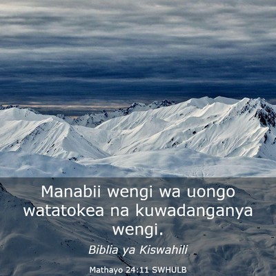 Picture 03 - Mathayo 24:11 SWHULB - Manabii wengi wa uongo watatokea na kuwadanganya - Bible Verse Picture