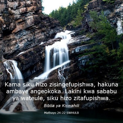 Picture 03 - Mathayo 24:22 SWHULB - Kama siku hizo zisingefupishwa, hakuna ambaye - Bible Verse Picture
