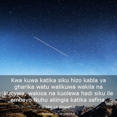Picture 03 - Mathayo 24:38 SWHULB - Kwa kuwa katika siku hizo kabla ya gharika watu - Bible Verse Picture