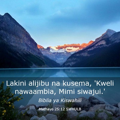 Picture 03 - Mathayo 25:12 SWHULB - Lakini alijibu na kusema, 'Kweli nawaambia, Mimi - Bible Verse Picture