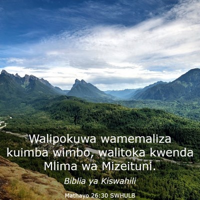 Picture 03 - Mathayo 26:30 SWHULB - Walipokuwa wamemaliza kuimba wimbo, walitoka - Bible Verse Picture