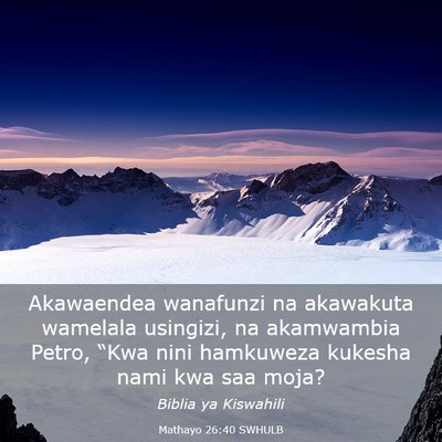 Picture 03 - Mathayo 26:40 SWHULB - Akawaendea wanafunzi na akawakuta wamelala - Bible Verse Picture