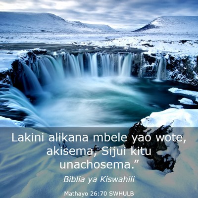 Picture 03 - Mathayo 26:70 SWHULB - Lakini alikana mbele yao wote, akisema, Sijui - Bible Verse Picture