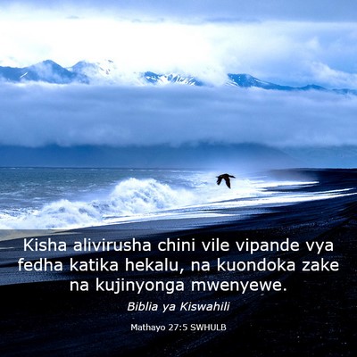 Picture 03 - Mathayo 27:5 SWHULB - Kisha alivirusha chini vile vipande vya fedha - Bible Verse Picture