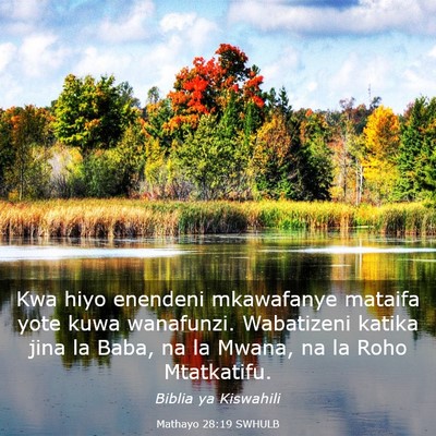 Picture 03 - Mathayo 28:19 SWHULB - Kwa hiyo enendeni mkawafanye mataifa yote kuwa - Bible Verse Picture