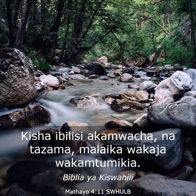 Picture 03 - Mathayo 4:11 SWHULB - Kisha ibilisi akamwacha, na tazama, malaika - Bible Verse Picture
