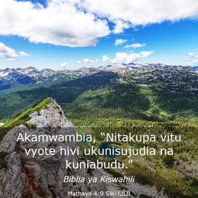 Picture 03 - Mathayo 4:9 SWHULB - Akamwambia, “Nitakupa vitu vyote hivi - Bible Verse Picture