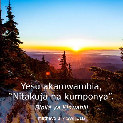 Picture 03 - Mathayo 8:7 SWHULB - Yesu akamwambia, “Nitakuja na - Bible Verse Picture