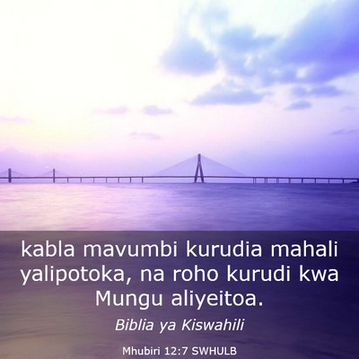 Picture 03 - Mhubiri 12:7 SWHULB - kabla mavumbi kurudia mahali yalipotoka, na roho - Bible Verse Picture