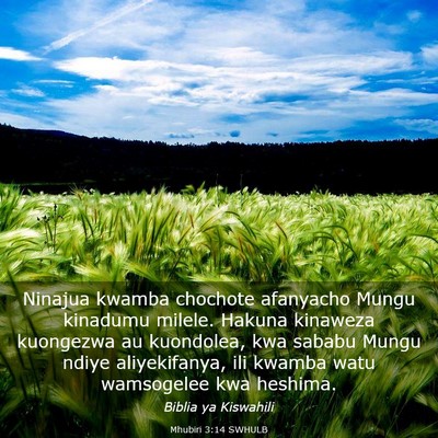 Picture 03 - Mhubiri 3:14 SWHULB - Ninajua kwamba chochote afanyacho Mungu kinadumu - Bible Verse Picture