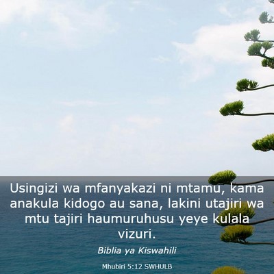 Picture 03 - Mhubiri 5:12 SWHULB - Usingizi wa mfanyakazi ni mtamu, kama anakula - Bible Verse Picture