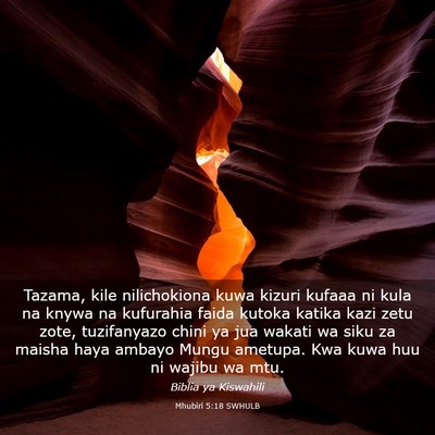 Picture 03 - Mhubiri 5:18 SWHULB - Tazama, kile nilichokiona kuwa kizuri kufaaa ni - Bible Verse Picture