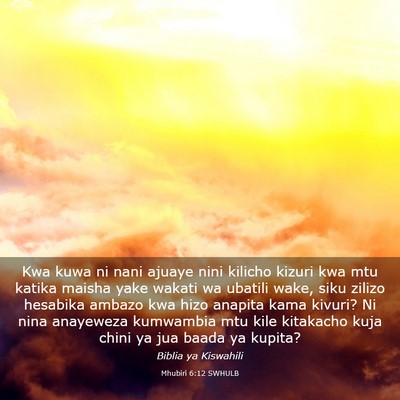 Picture 03 - Mhubiri 6:12 SWHULB - Kwa kuwa ni nani ajuaye nini kilicho kizuri kwa - Bible Verse Picture