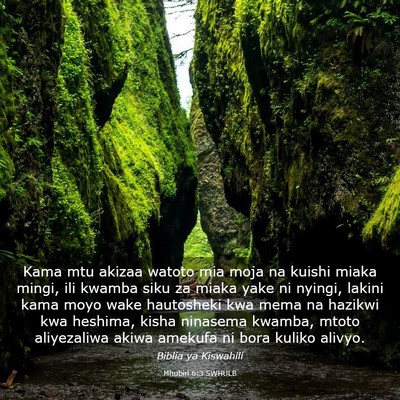 Picture 03 - Mhubiri 6:3 SWHULB - Kama mtu akizaa watoto mia moja na kuishi miaka - Bible Verse Picture