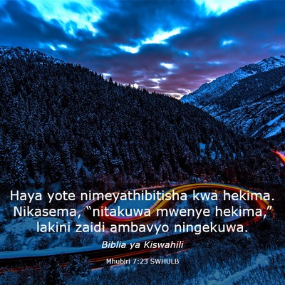Picture 03 - Mhubiri 7:23 SWHULB - Haya yote nimeyathibitisha kwa hekima. Nikasema, - Bible Verse Picture
