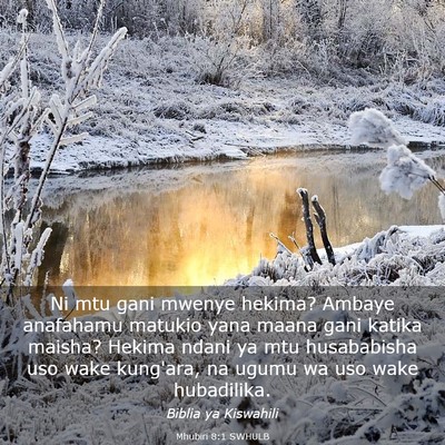 Picture 03 - Mhubiri 8:1 SWHULB - Ni mtu gani mwenye hekima? Ambaye anafahamu - Bible Verse Picture