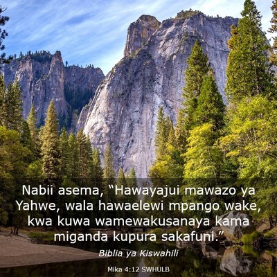 Picture 03 - Mika 4:12 SWHULB - Nabii asema, “Hawayajui mawazo ya Yahwe, wala - Bible Verse Picture