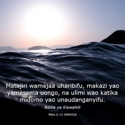 Picture 03 - Mika 6:12 SWHULB - Matajiri wamejaa uharibifu, makazi yao yamesema - Bible Verse Picture