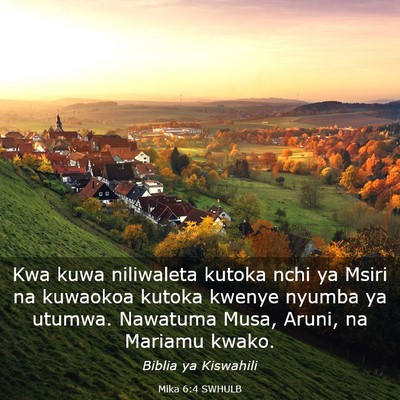 Picture 03 - Mika 6:4 SWHULB - Kwa kuwa niliwaleta kutoka nchi ya Msiri na - Bible Verse Picture