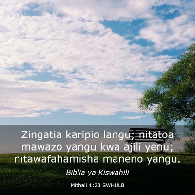 Picture 03 - Mithali 1:23 SWHULB - Zingatia karipio langu; nitatoa mawazo yangu kwa - Bible Verse Picture
