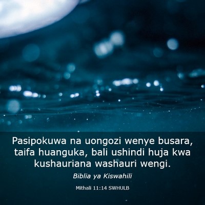 Picture 03 - Mithali 11:14 SWHULB - Pasipokuwa na uongozi wenye busara, taifa - Bible Verse Picture