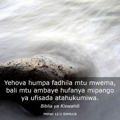 Picture 03 - Mithali 12:2 SWHULB - Yehova humpa fadhila mtu mwema, bali mtu ambaye - Bible Verse Picture