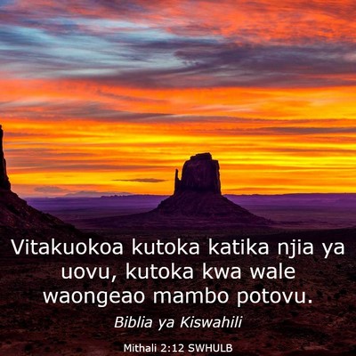 Picture 03 - Mithali 2:12 SWHULB - Vitakuokoa kutoka katika njia ya uovu, kutoka kwa - Bible Verse Picture