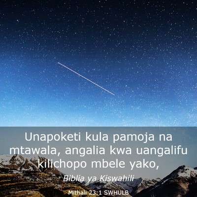 Picture 03 - Mithali 23:1 SWHULB - Unapoketi kula pamoja na mtawala, angalia kwa - Bible Verse Picture